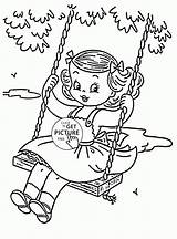 Swing Girl Coloring Pages Kids Drawing Summer Girls Afrikaans Wuppsy Kid Seasons Printables School Cute Colouring Printable Books Disney Easy sketch template