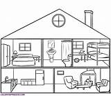 House Coloring Pages Rooms Colouring Drawing Sketch Choose Board sketch template
