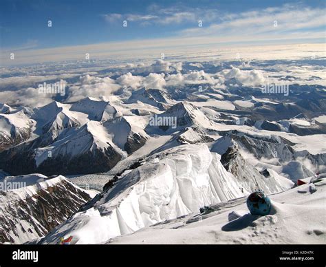 view   summit  mount everest  nepal direction north east ridge  ascent