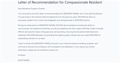 top letter  recommendation template  internal medicine residency
