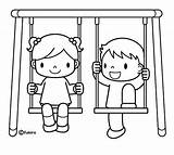 Coloring Swings Playground Pages Kids Colouring Drawing Swing Choose Board Kindergarten Easy sketch template