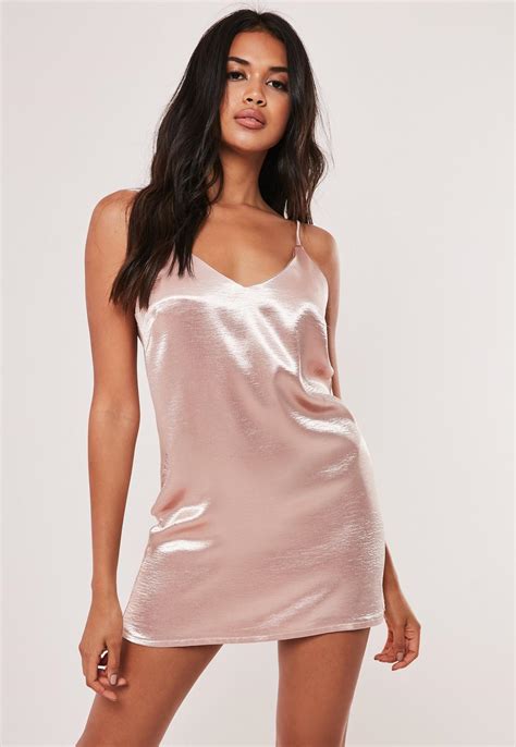 Pink Hammered Satin Night Dress Missguided
