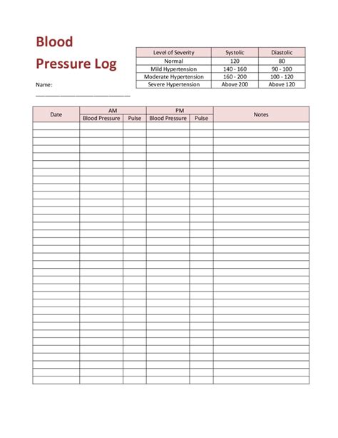 printable blood pressure  weight log daxtool