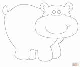 Outline Coloring Hippopotamus Pages Printable Drawing sketch template