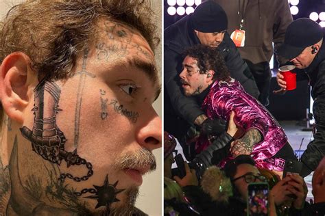 Post Malone Gets Huge New Face Tattoo Before Falling Off The Stage At