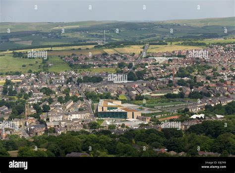 high angle townscape  darwen lancashire view north east  stock