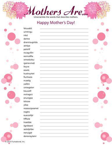 fun mothers day printable games mothers day games mothers day