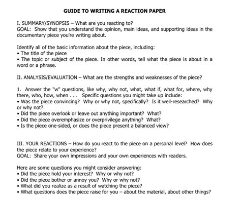 reaction paper introduction common guidelines   reaction paper