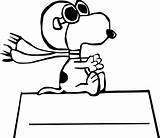 Snoopy Coloring Pilot Pages Wecoloringpage Drawing Cartoon sketch template