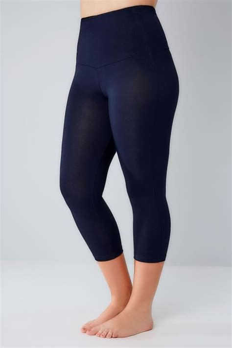 navy tummy control soft touch cropped leggings plus size 16 to 36