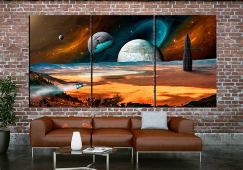 space wall art canvas printgalaxy art canvasouter space artplanet earth  moon artfantasy