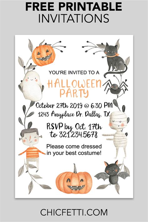 halloween party invitations   printable