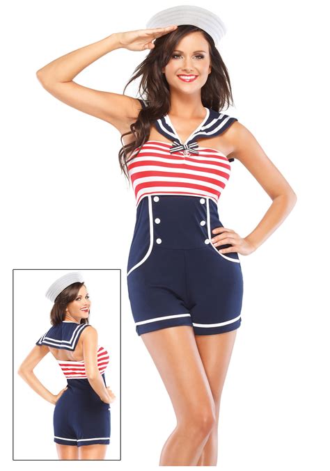 Nautical Pin Up Girl Costume Womens Sexy Sailor Uniform