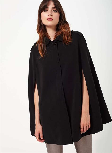 black collar cape coat  selfridge cape coat fashion black