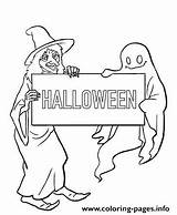 Halloween Printable Coloring Witch Ghost Pages Color sketch template