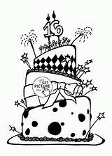 Birthday Cake Coloring Pages 16 Big Happy Number Wuppsy Drawing Kids sketch template