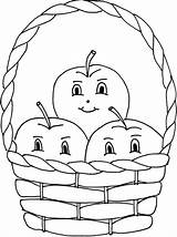 Basket Apple Coloring Inside Pages Three Smile Color Tocolor sketch template