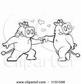 Romantic Boar Clipart Dance Couple Cartoon Doing Cory Thoman Animals Vector Outlined Coloring Royalty Collc0121 sketch template