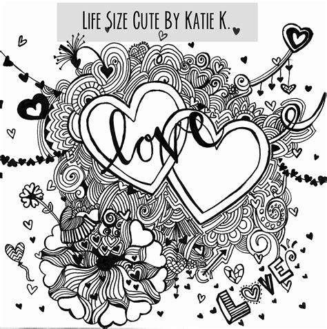 love coloring page adult coloring page heart doodle page etsy