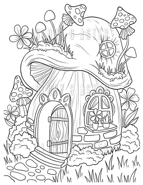 fairy houses coloring pages  adults coloring pages