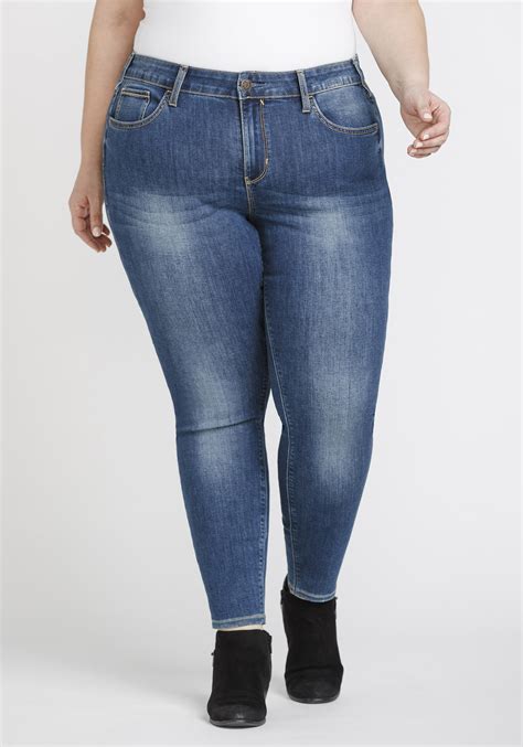 Women S Plus Size Mid Rise Skinny Jeans Warehouse One