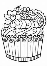 Cupcake Coloring Pages Cupcakes Dessert Printable Book Print Adult Easy Zentangle Notebook Kids Sheets Food Adults Cover Template Blank Diary sketch template