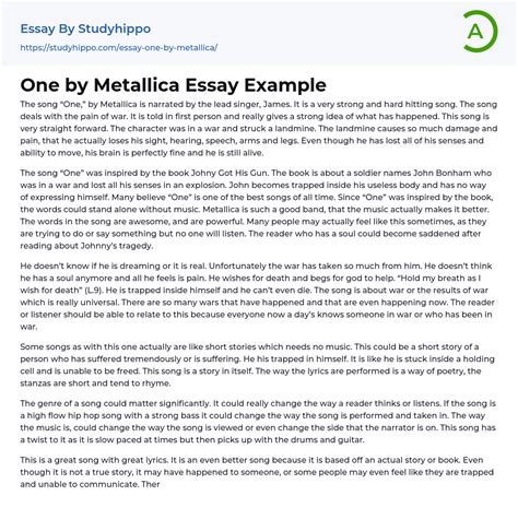 metallica essay  studyhippocom