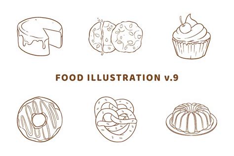food illustration  outline version design template place