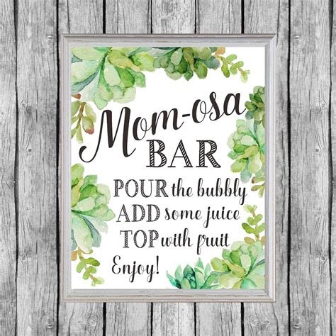 mom osa bar sign momosa bar printable boy baby shower mimosa etsy