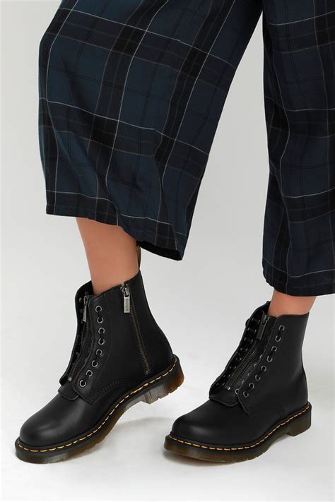 dr martens  pascal black boots nappa leather boots