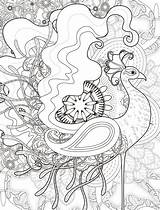 Coloring Pages Whimsical Color Printable Adult Peacock Choose Board Adults Animals Drawing Bird sketch template