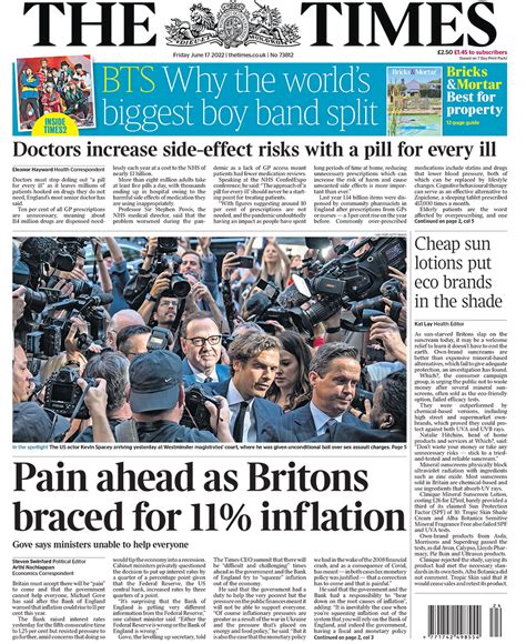 newspaper headlines warnings  pain   inflation  hit