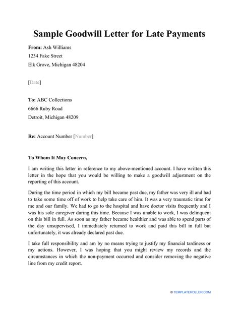 goodwill letter template  remove late payments