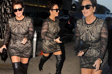 kris jenner 59 wears minidress and thigh high boot on eve of ex bruce