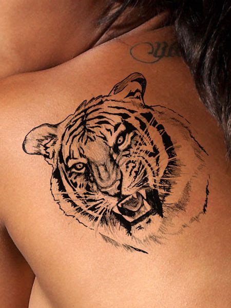 Fierce Tiger Flesh Tattoo Neck Tattoo Back Tattoo