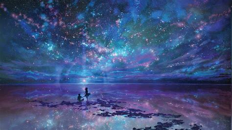 Wallpaper Landscape Painting Anime Galaxy Water Nature Sky