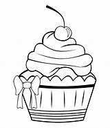 Cupcake Clipart Coloring Cake Birthday Drawing Pages Library sketch template