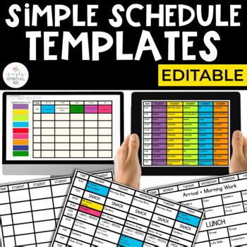 simple schedule templates editable