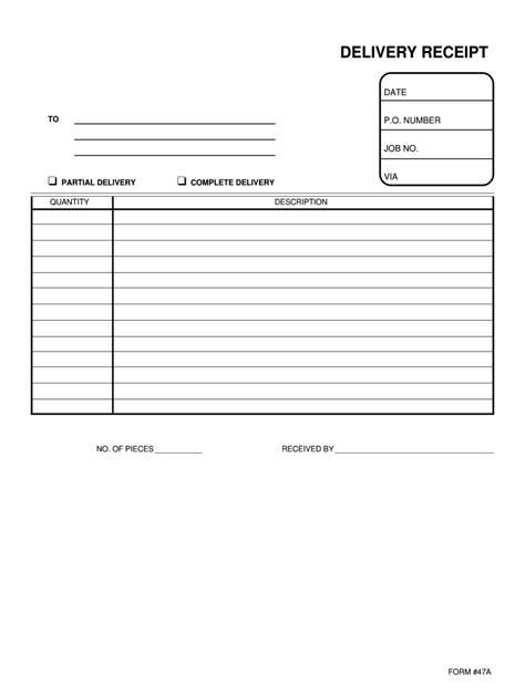 delivery receipt template  glamorous receipt forms