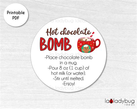 hot chocolate bomb tag hot cocoa bomb instructions card etsy