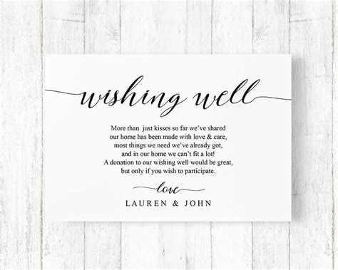 wedding wishing  card enclosure card wishing  printable