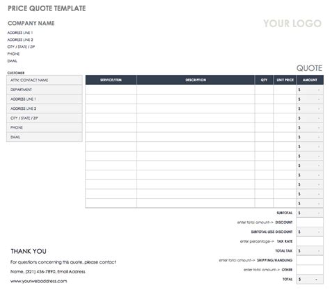 price list templates smartsheet