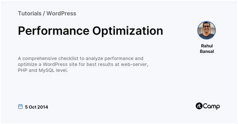 performance optimization rtcamp