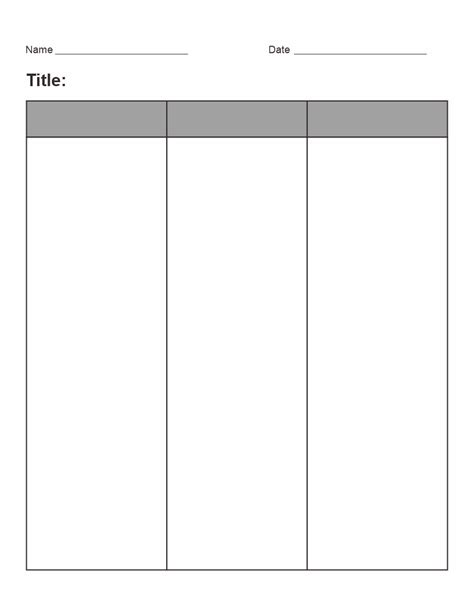 printable blank column chart