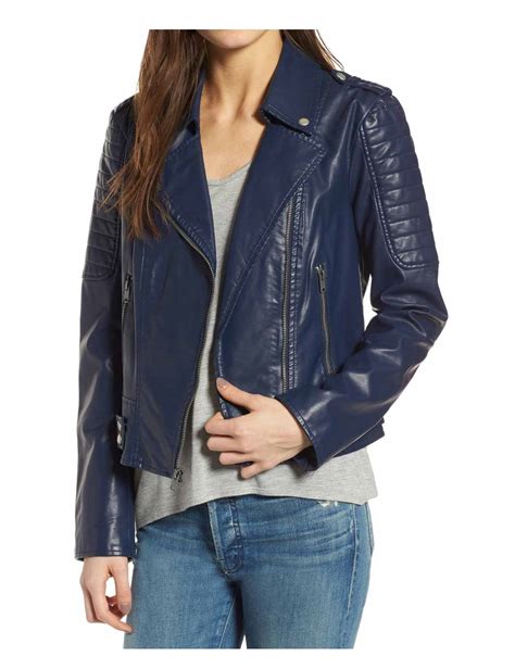 Asymmetrical Womens Blue Jacket Leather Outfit Hjackets