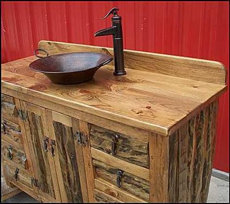 Rustic Log Bathroom Vanity 54 Copper Vessel Sink Etsy Rustic
