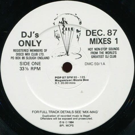 dmc pop 87 megamix mixed by bizzie bee december 1987 by