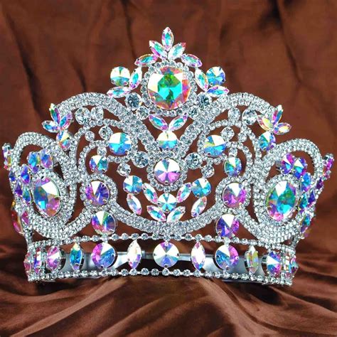women tiara handmade crown colorful crystal rhinestones bridal