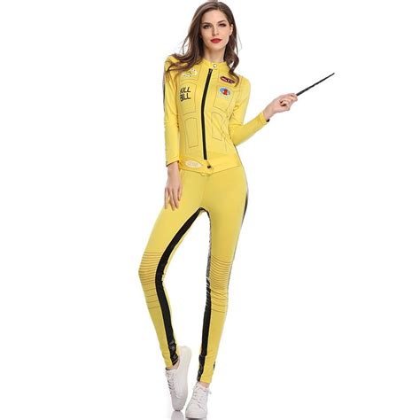 kill bill costume adult women ninja martial arts bruce lee motocycle yellow jumpsuit w531842