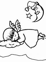 Angel Printable Coloring Pages Kids Angels Sleeping Templates Sleepy sketch template